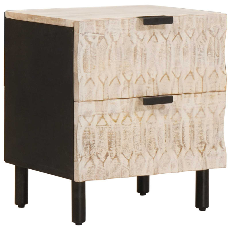40cm W Solid Wood Bedside Table, White