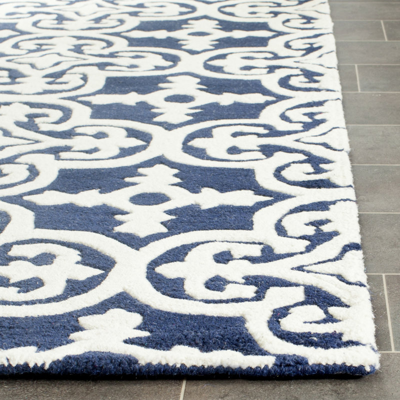 Neetu Hand Tufted Wool Geometric Rug, Square 5'