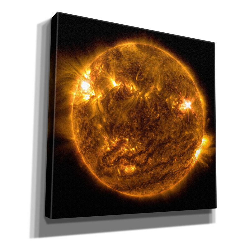 Le soleil sur toile, H 18 po x l 18 po x P 0,75 po