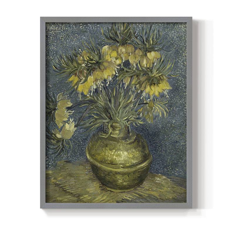 «Vintage Floral Print», impression encadrée CCLI - bois massif, Gris, H 11 po x l 9 po