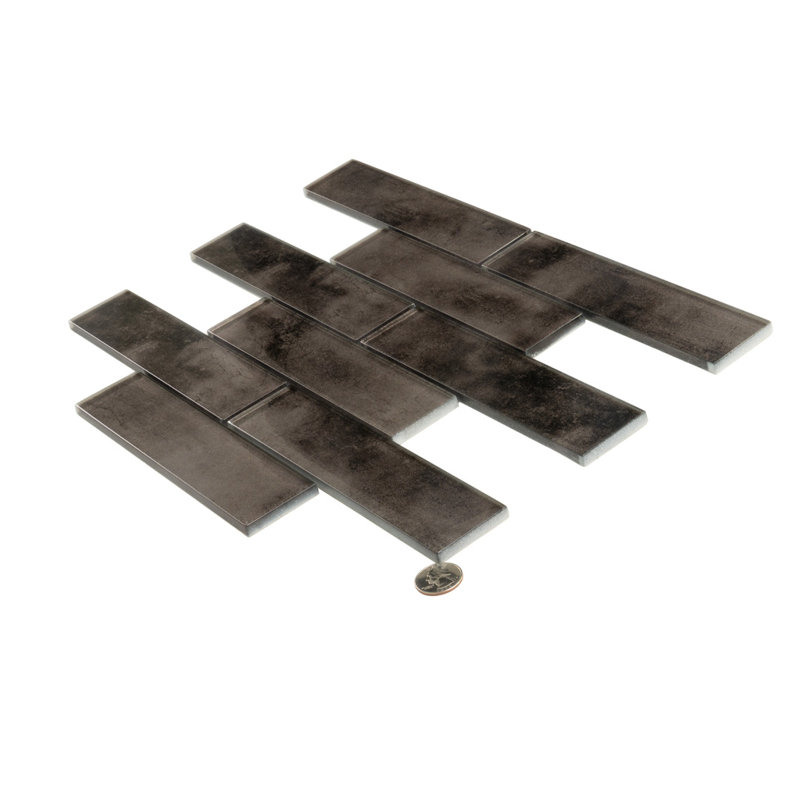 2X8 Subway Glass Mosaic Tile, Suede