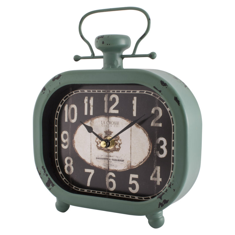 10" Teal Green Rustic Metal Wall/Table Clock