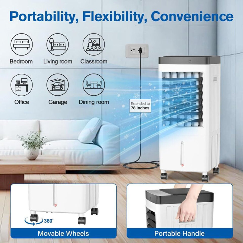 1170 CFM Indoor Portable Evaporative Ice Cooling Fan Water Conditioner Humidifier Unit with Remote