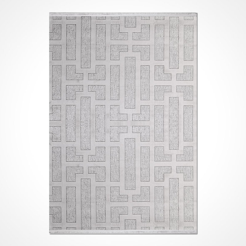 Modern Gray Machine Washable Non-Slip Area Rug, Rectangle 4' x 6'6