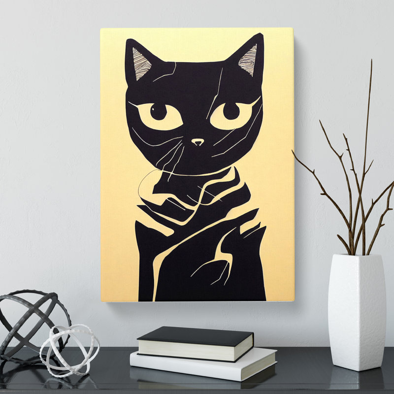 CAN-V0523-377X Cat Gestural - Wrapped Canvas Print, 76cm H x 50cm W x 3cm D