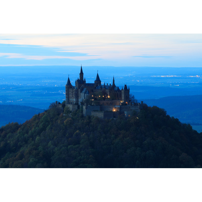 Château Hohenzollern la nuit par Manuwe, H 8 po x l 12 po