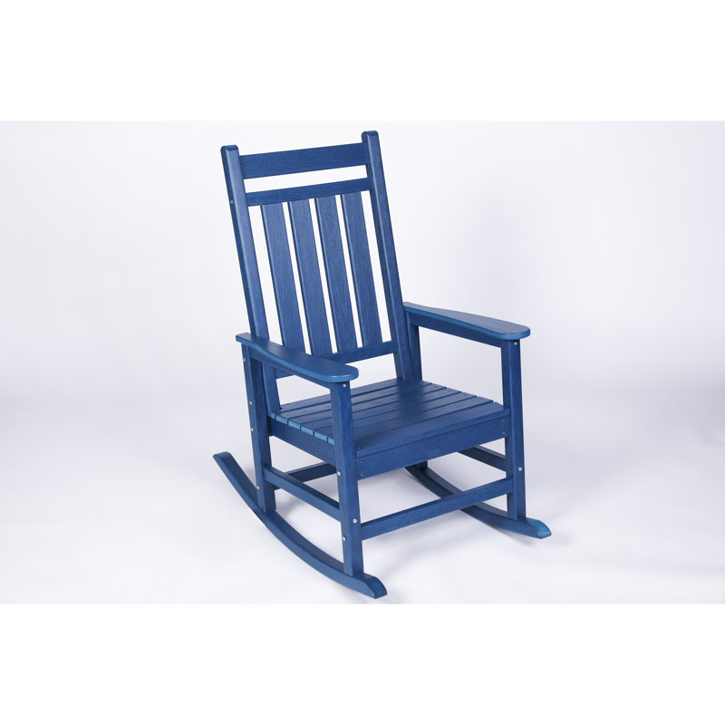 Oversized Rocking Chair with Wood-Texture, All-Weather Resistant Patio Furniture for Comfortable Outdoor Relaxation