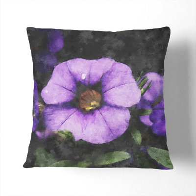 Purple Flowers Painting Square Throw Cushion