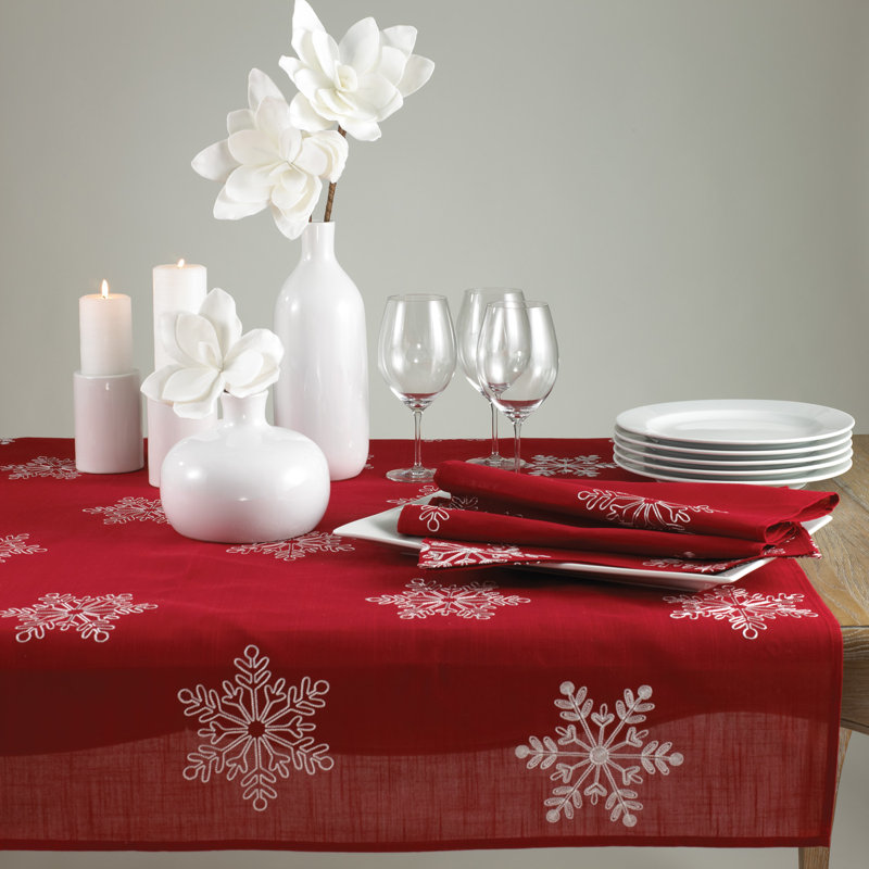 Chemin de table motif flocon de neige, 90 po x 16 po