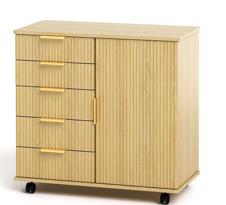 31.5cm Wide 5 -Drawer File Cabinet, Beige/Gold