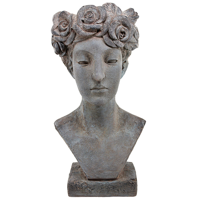 Gray Roman Goddess Resin Head Planter Statue