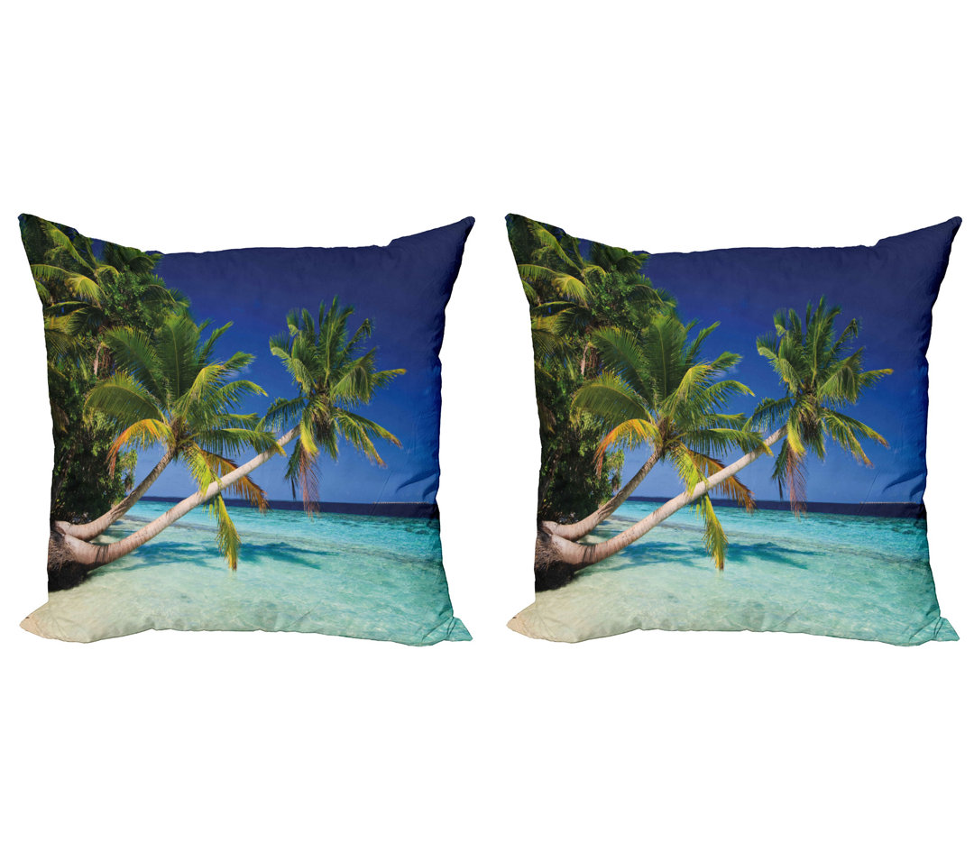 Kissenbezug, Tropic Island Palms, Landschaft, Grün Aqua Blau