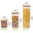 Stackable Kitchen Canisters Set, Pack Of 5 Clear Glass Food Storage Jars Containers With Airtight Bamboo Lid For Candy, Cookie, Rice, Sugar, Flour, Pasta, Nuts