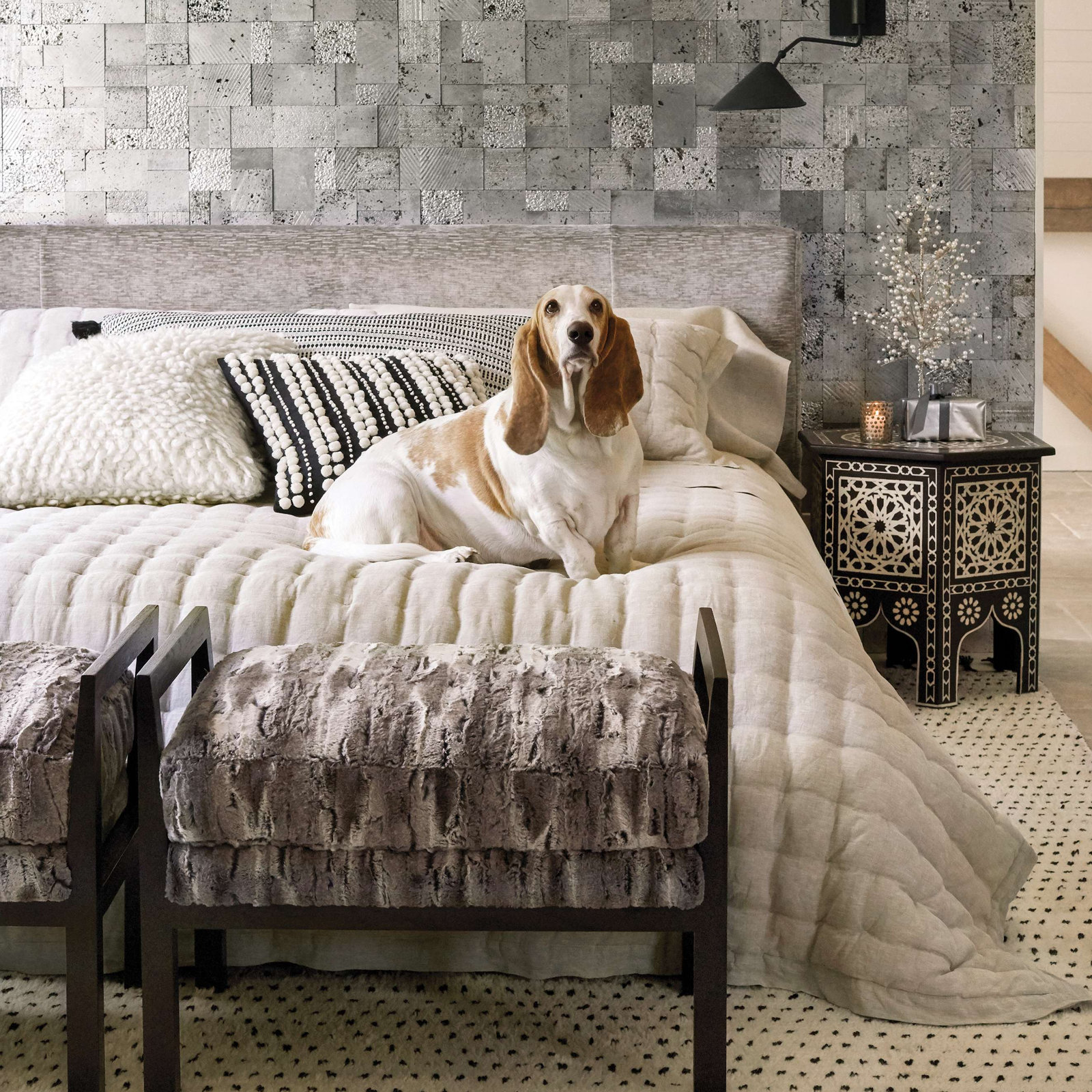 Lush Linen Quilt Set, White, King Quilt