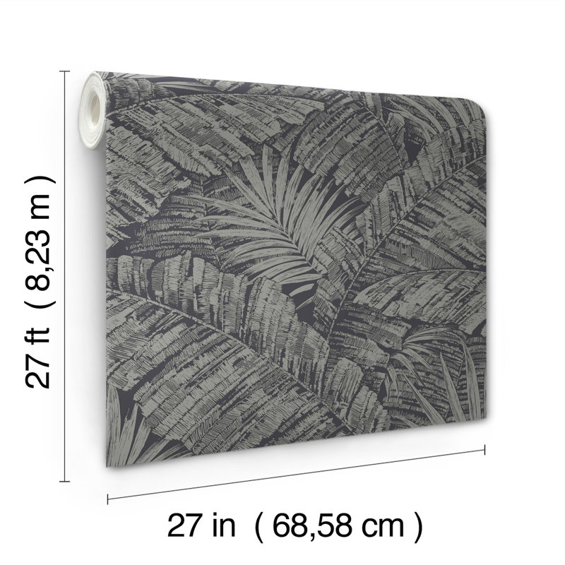 Rouleau de papier peint L 27 pi x l 27 po, Argent et noir