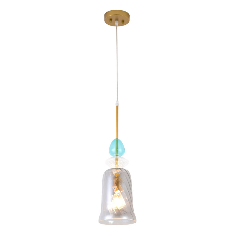 Luminaire suspendu cylindrique à 1 lumière avec accents en fer forgé Kersh