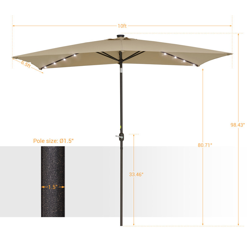 Parasol de marché rectangulaire éclairé 78 po Dorbad, Sable