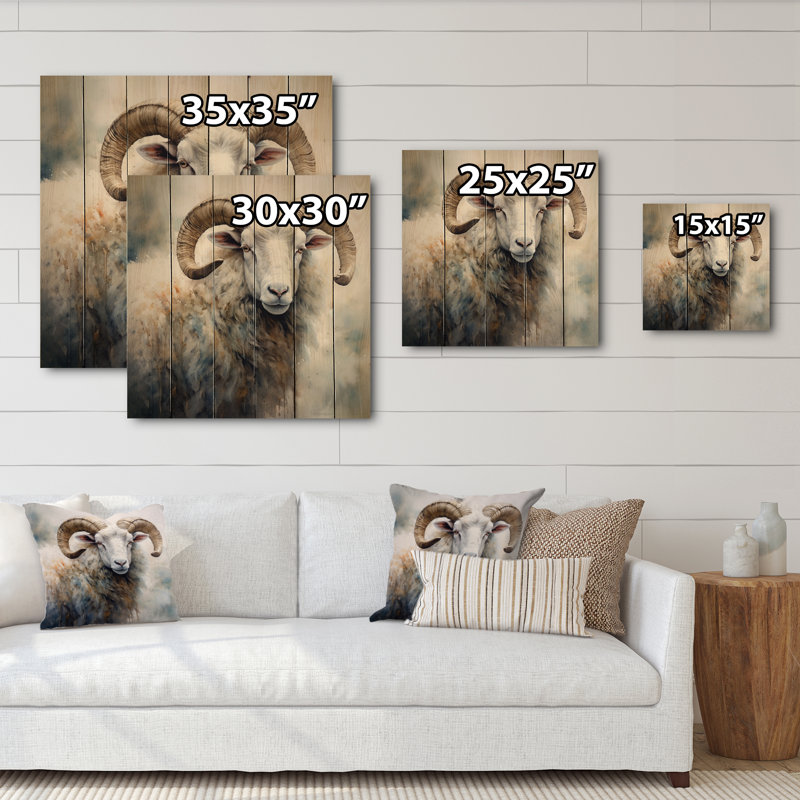 Wild Sheep II sur bois, H 35 po x l 35 po x P 0,78 po