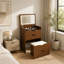 Bureau de coiffeuse 3-en-1 avec miroir éclairé à DEL et tabouret, coiffeuse à maquillage multifonctionnelle avec rangement caché, ensemble de coiffeuse compact pour le vestiaire de la chambre à coucher-129459595