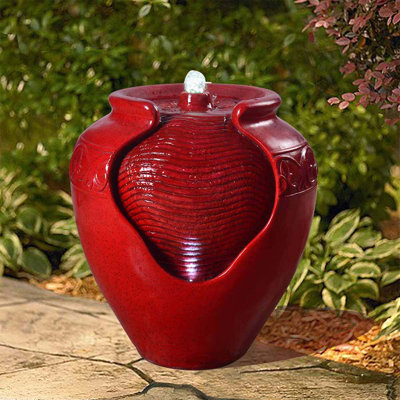 Hand Crafted Weather Resistant Floor Fountain with Light