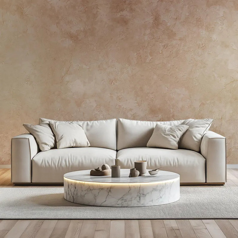 Murale en plâtre beige chaud, L 96 po x l 108 po