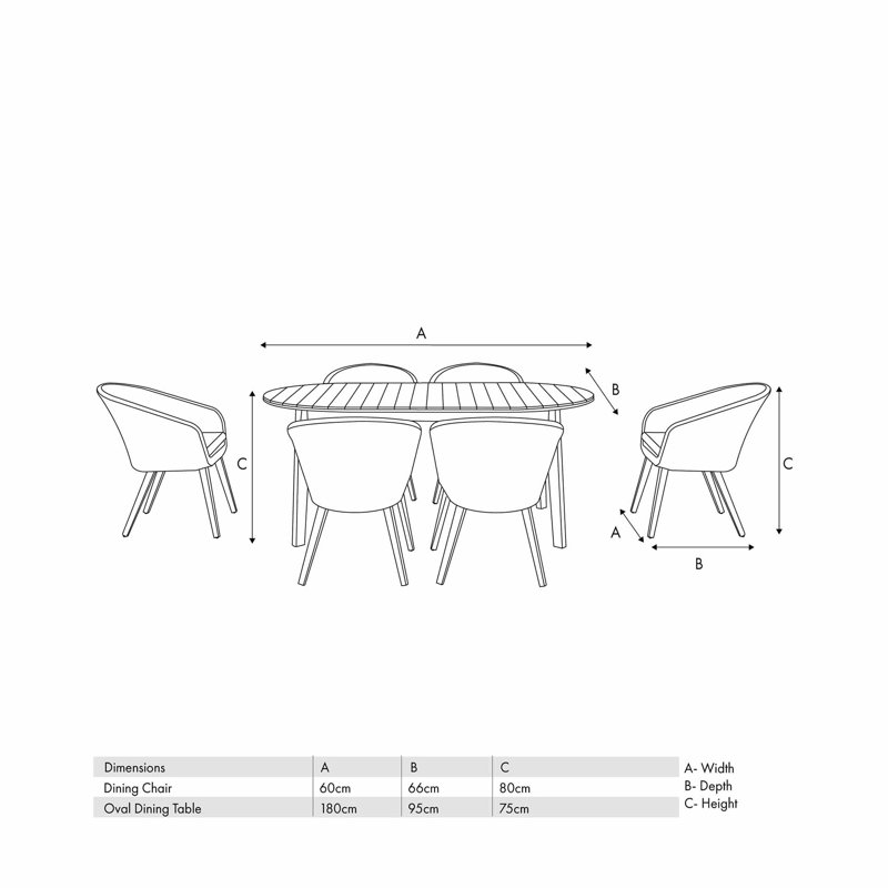 Cambrai 6 - Person Acacia Premium All-Weather Wicker Patio Dining Set with Oval Table