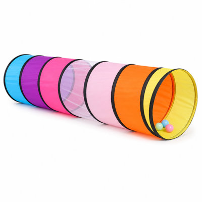 Kids Play Tunnel, Toddler Crawl Tube with Mesh, Rainbow Pop-Up Indoor Outdoor Play Tube, 69 in. Polyester Taffeta
