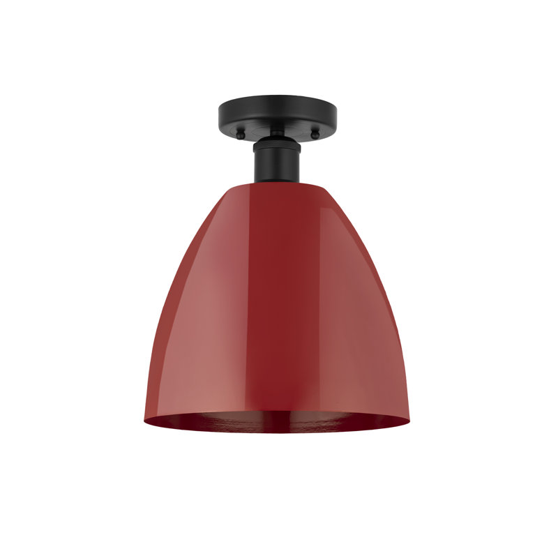 Plafonnier semi-encastré Amylee, Noir mat, Rouge, H 11,25 po x l 9 po x P 9 po