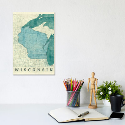 Wisconsin Map - Wrapped Canvas Print