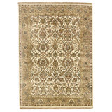 Hand Knotted Wool Area Rug in Cream And Brown