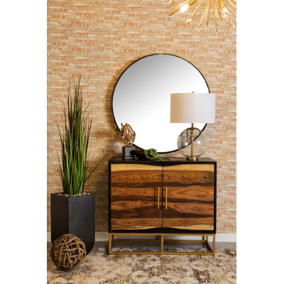 Engelmar 2-door 40-inch Wood Accent Storage Cabinet Black Walnut
