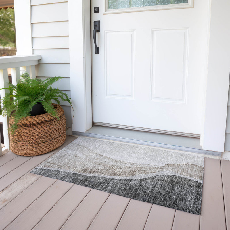 Blondean Washable Abstract Indoor / Outdoor Rug, Rectangle 1'8" x 2'6"