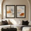 «Neutral Clouded Abstract Gentle Minimal», ensemble de 2 reproductions d'art encadrées de qualité supérieure sur papier 26 po x 36 po-121103522