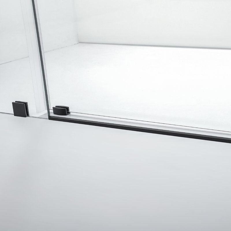 Vinnova Villena 52" Matte Black Frameless Sliding Shower Door
