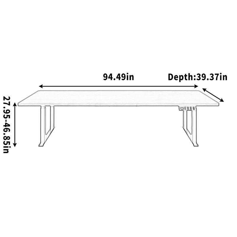 Height Adjustable Rectangular Computer Desk, 46.85" H x 94.49" W x 39.37" D