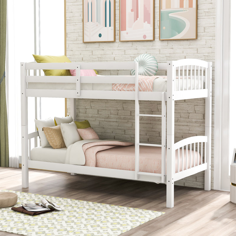 Jahkim Kids Twin Over Twin Bunk Bed, White