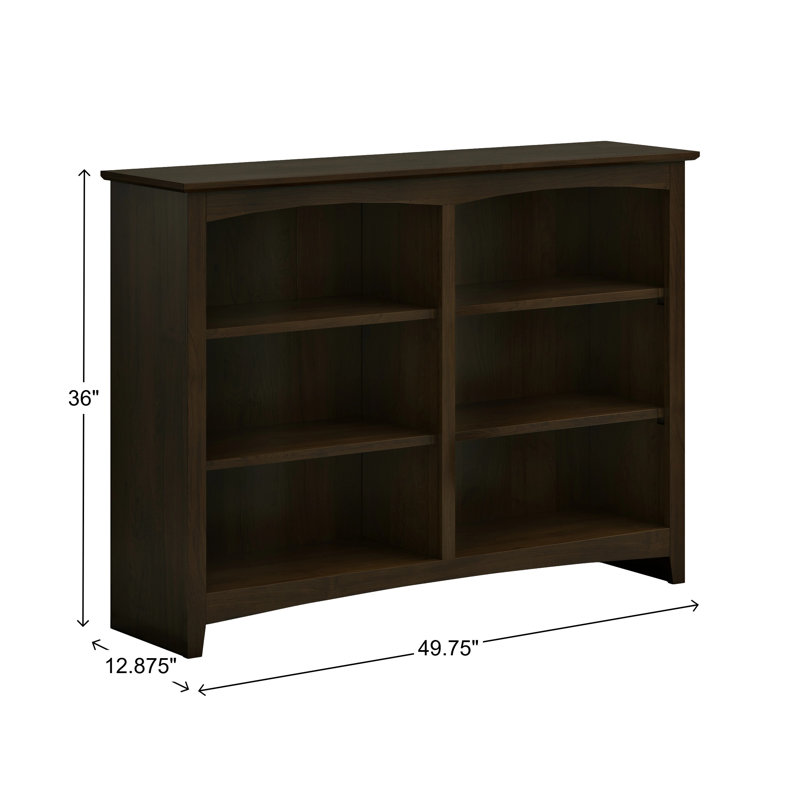 Bibliothèque classique Malani, Café, (3 Shelves) 36"H x 49.75"W x 12.875"D