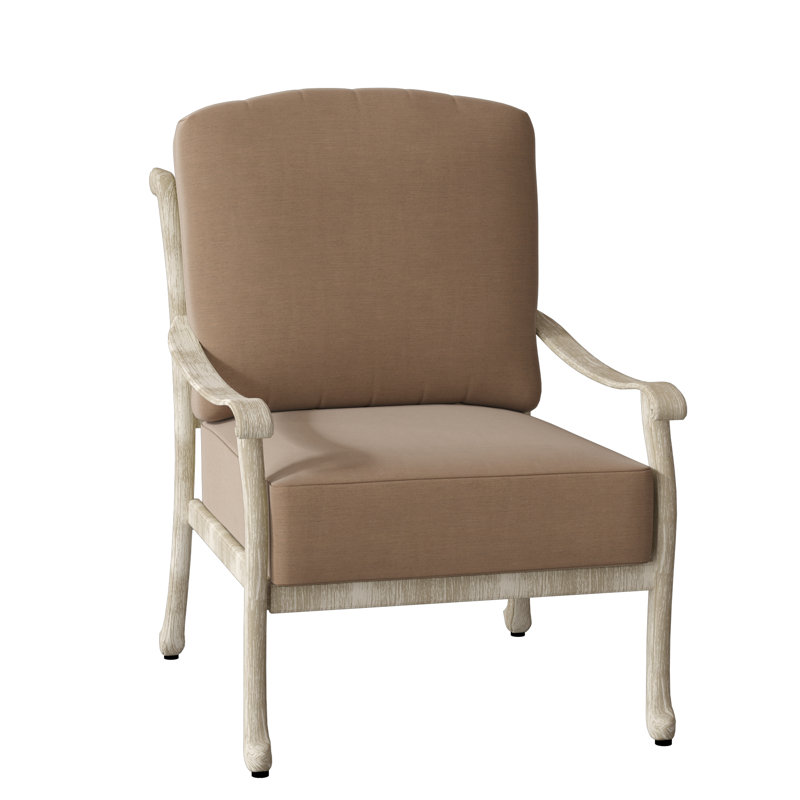Casa Aluminum Outdoor Lounge Chair, Weathered White, Sesame
