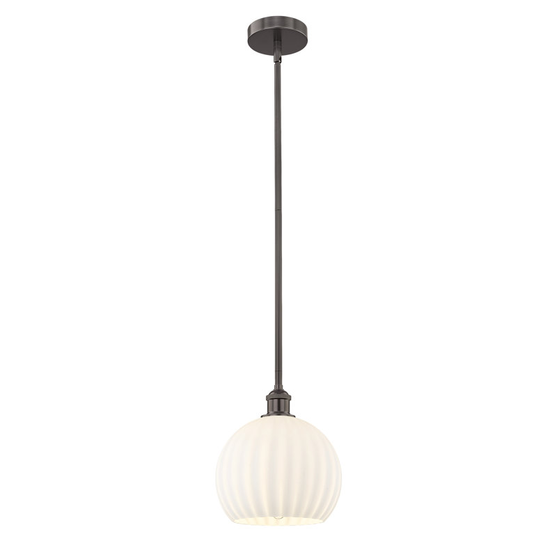 Luminaire suspendu 12 po Edison White Venetian, H 11,25 po x l 10 po x P 10 po, Bronze huilé