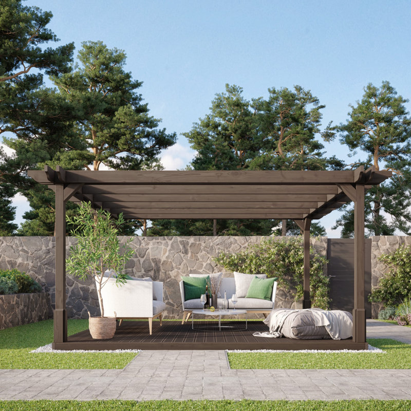 Leegan Pergola, 270cm H x 240cm W x 240cm D, Brown
