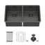 Évier de cuisine à double cuve encastrable en acier inoxydable de calibre 16 avec accessoires 16 po x 19 po x 10 po Topcraft (50/50)