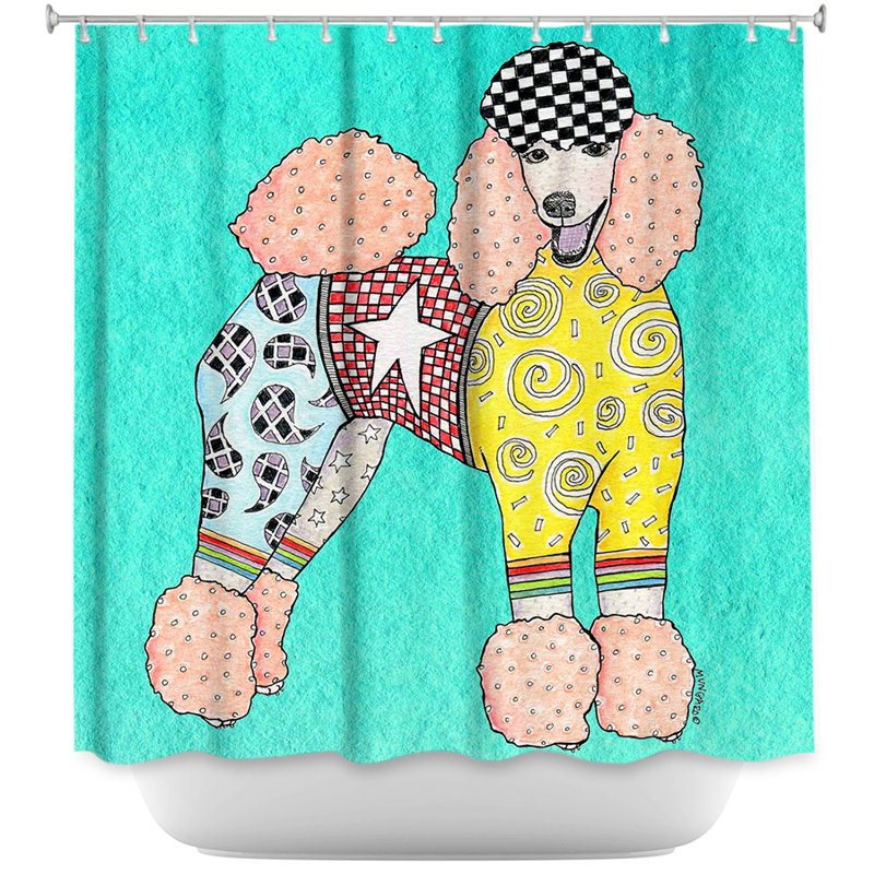 Rideau de douche simple caniche dog, Orange / Noir