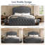 Grand lit tapissier à 4 tiroirs Maber, lit plateforme avec rangement et 2 tables de chevet, lit à oreilles en velours, aucun sommier requis, gris-97587621-97587623