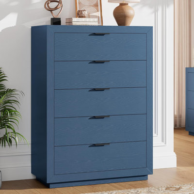 Blue 5-Drawer Dresser Bedroom Closet Storage Chest