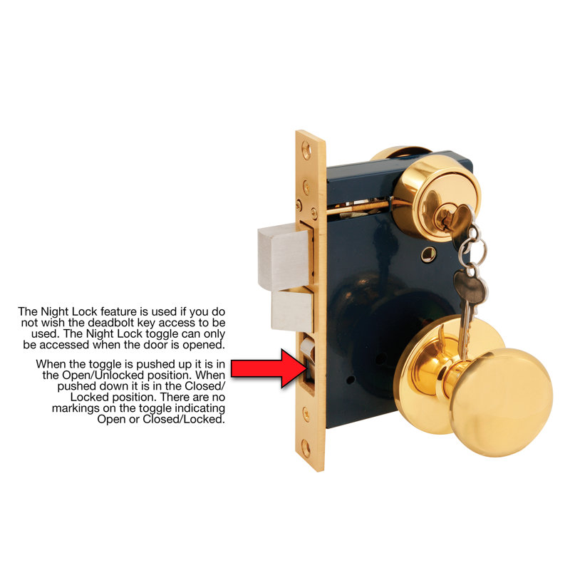 2-1/2 in., Backset, Entrance Mortise Lockset, Wrought Solid Brass (Single Pack)