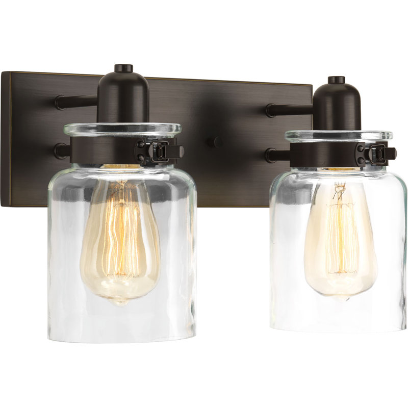 Dimmable Vanity Light, Brushed Nickel, 2 Lights, 8.625" H x 13.25" W x 6.875" D