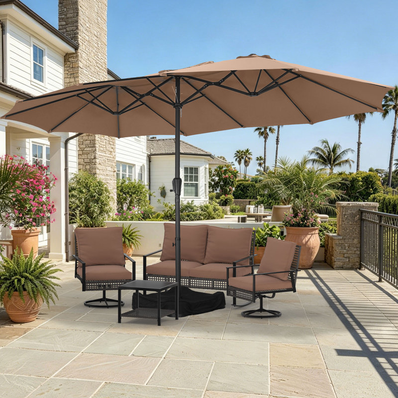 Ensemble de conversation extérieur pour 4 personnes avec parasol