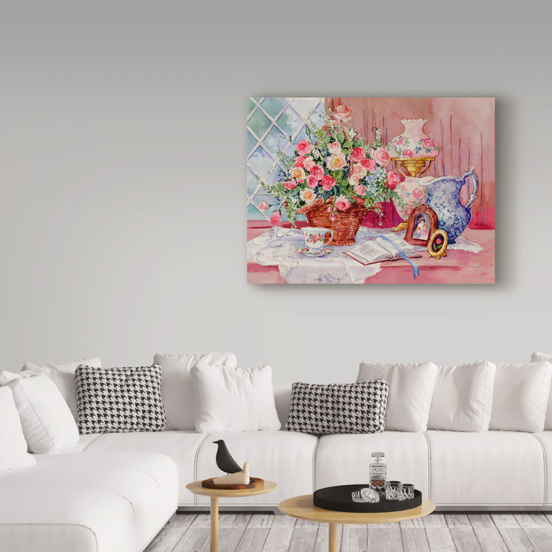 « nostalgique still life », reproduction de peinture à l’acrylique sur toile tendue, H 24 po x l 32 po x P 2 po