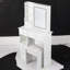 Petit meuble-lavabo de 29,2 po avec tabouret de bureau et tabouret rembourré à gauche 29,5 po, grande commande tactile, interrupteur tricolore, miroir à luminosité réglable, rangement à grande capacité, convient aux petits espaces-1716104662