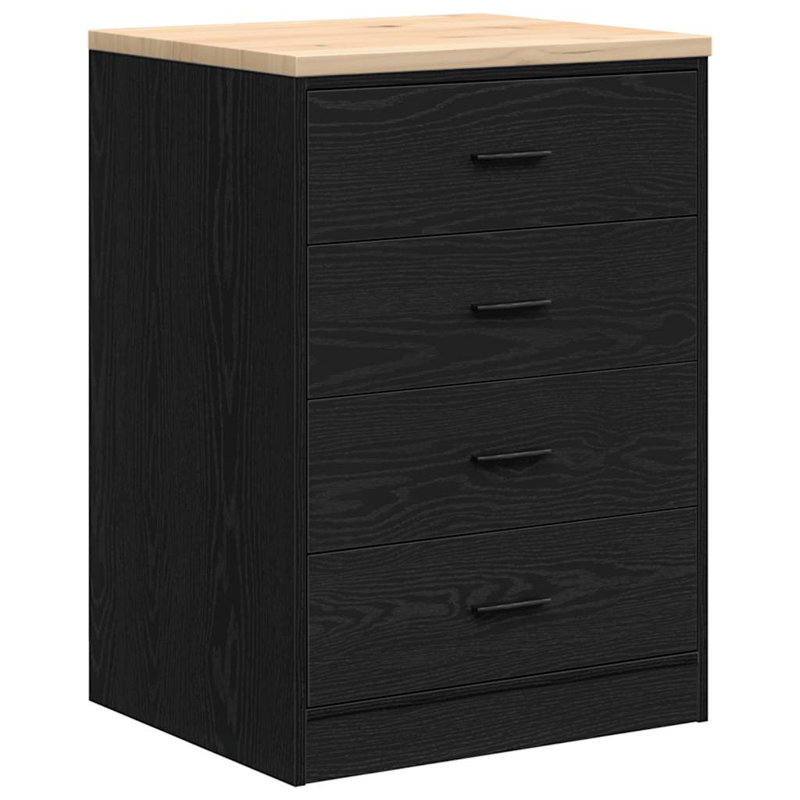 Solid Wood Single Storage Cabinet ( 85cm H x 60cm W x 51cm D), Black
